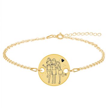 Sisters - Bratara din argint 925 placat cu aur galben 24K personalizat pentru surori