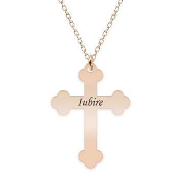 Stavros - Colier personalizat cruce din Argint 925 placat cu aur roz