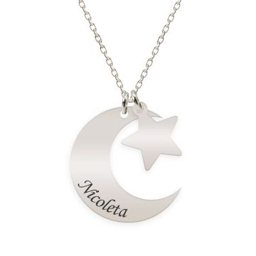 Stella - Colier din argint 925 personalizat - Semiluna si Stea