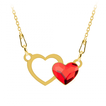 Zorana - Colier personalizat din argint 925 placat cu aur galben 24K si cristal - Inimioara