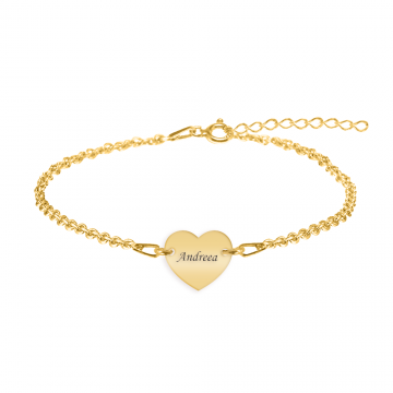 Alara - Bratara personalizata pentru picior cu inimioara din argint 925 placat cu aur galben 24K
