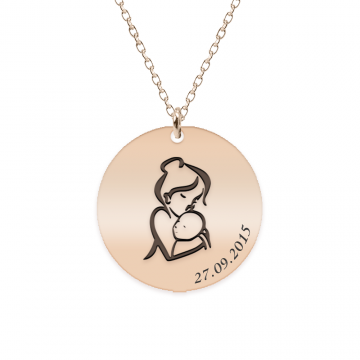 Ami - Colier personalizat mama si bebe din argint 925 placat cu aur roz