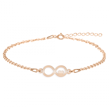 Amour - Bratara personalizata infinit si inimioara din argint 925 placat cu aur roz