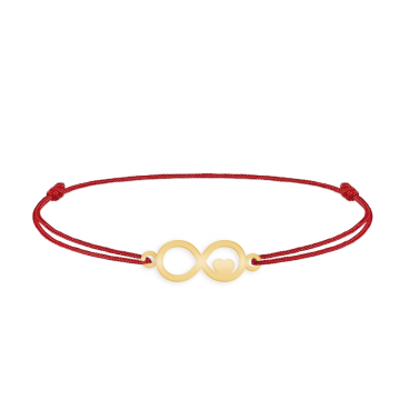 Amour - Bratara personalizata snur infinit si inimioara din argint 925 placat cu aur galben 24K
