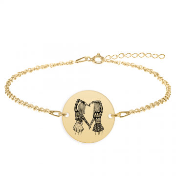Anabella - Bratara personalizata banut pentru prietene/surori din argint 925 placat cu aur galben 24K