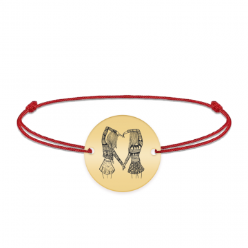 Anabella - Bratara personalizata snur si banut pentru prietene/surori din argint 925 placat cu aur galben 24K