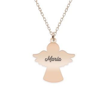 Angelino - Colier personalizat ingeras din argint 925 placat cu aur roz