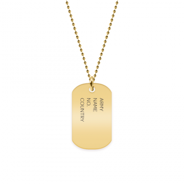Army - Colier personalizat din argint 925 placat cu aur galben 24K - dog tag