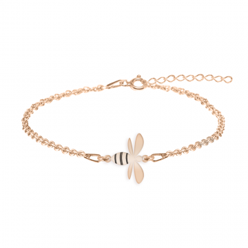 Bee - Bratara pentru picior cu albinuta din argint 925tplacat cu aur roz