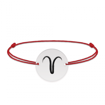 Bratara snur si banut argint 925 personalizat cu semn zodiacal Berbec