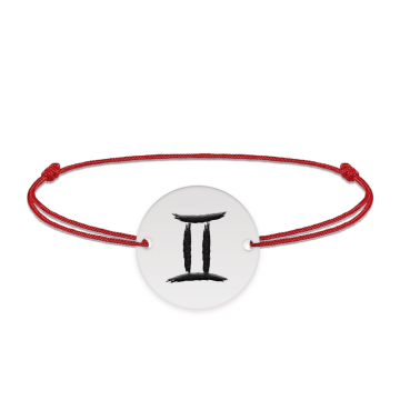 Bratara snur si banut argint 925 personalizat cu semn zodiacal Gemeni