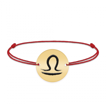 Bratara snur si banut argint 925 placat cu aur galben 24K personalizat cu semn zodiacal Balanta