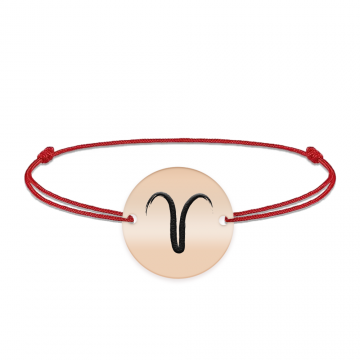 Bratara snur si banut argint 925 placat cu aur roz personalizat cu semn zodiacal Berbec
