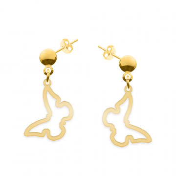 Butterfly - Cercei personalizati cu tija si fluturas din argint 925 placat cu aur galben 24K