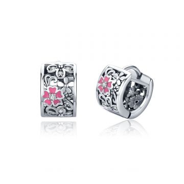 Cercei din argint Daisy Flower Hoops