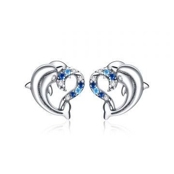 Cercei din argint Dolphin Love