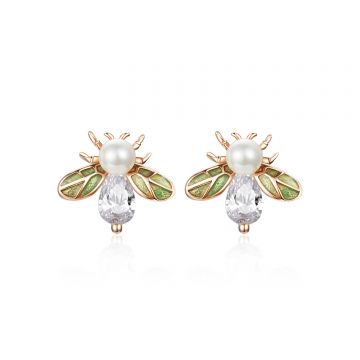 Cercei din argint Rose Gold Bug