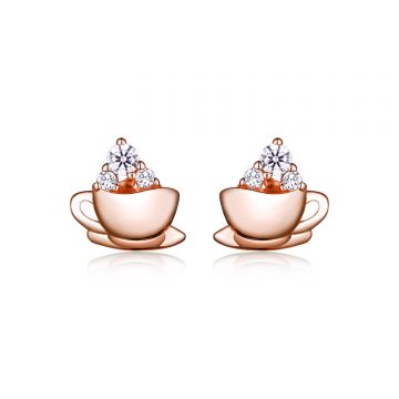 Cercei din argint Rose Gold Tea Cup