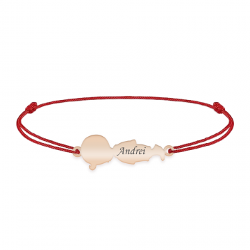 Child - Bratara personalizata snur baietel din argint 925 placat cu aur roz