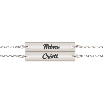 Chris - Set bratari personalizate tablita cu nume pentru cuplu din argint 925