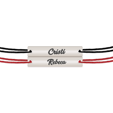 Chris - Set bratari snur personalizate din argint tablite cu nume