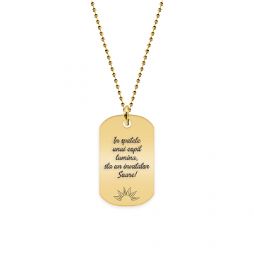 Discipulus - Colier personalizat dog tag invatator din argint 925 placat cu aur galben 24K