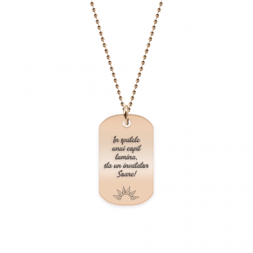 Discipulus - Colier personalizat dog tag invatator din argint 925 placat cu aur roz