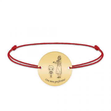 Docent - Bratara personalizata snur baietel si profesoara/educatoare/invatatoare din argint 925 placat cu aur galben 24K