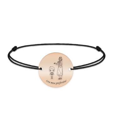Docent - Bratara personalizata snur baietel si profesoara/educatoare/invatatoare din argint 925 placat cu aur roz