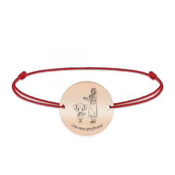 Docent - Bratara personalizata snur fetita si profesoara/educatoare/invatatoare din argint 925 placat cu aur roz