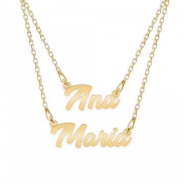 Double Name - Colier personalizat cu doua nume din argint 925  placat cu aur galben 24K