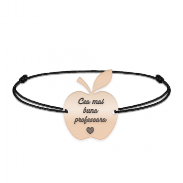 Elma - Bratara personalizata snur profesoara din argint 925 placat cu aur roz