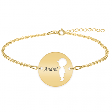 Enfance - Bratara personalizata baietel banut din argint 925 placat cu aur galben 24K