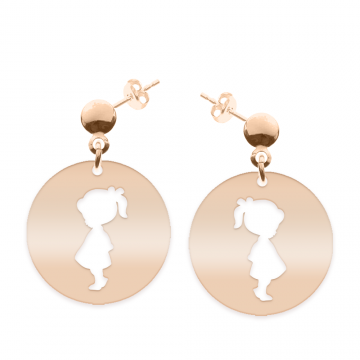 Enfance - Cercei personalizati copii banut cu tija din argint 925 placat cu aur roz