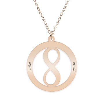 Eternity - Colier personalizat infinit in cerc din argint 925 placat cu aur roz
