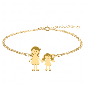Family - Bratara personalizata mama si copilul din argint 925 placat cu aur galben 24K