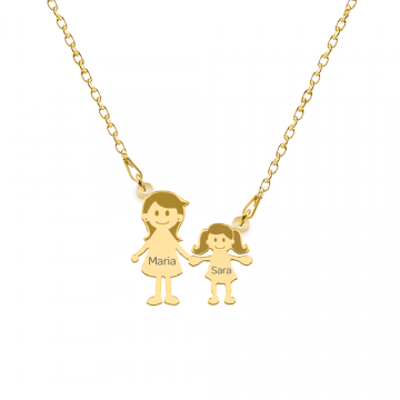 Family - Colier personalizat mama si copilul din argint 925 placat cu aur galben 24K