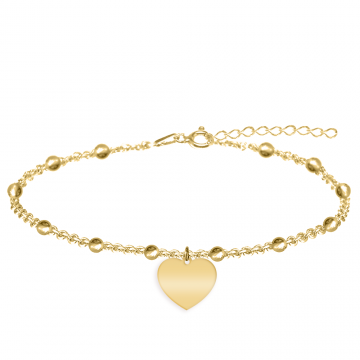 Filiz - Bratara personalizata tip salba pentru picior cu inimioara din argint 925 placat cu aur galben 24K