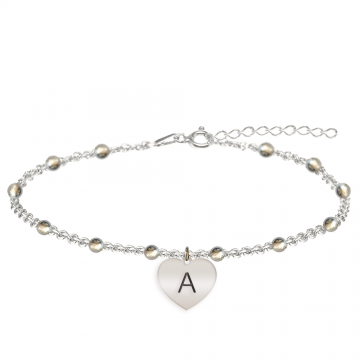 Filiz - Bratara personalizata tip salba pentru picior cu inimioara din argint 925