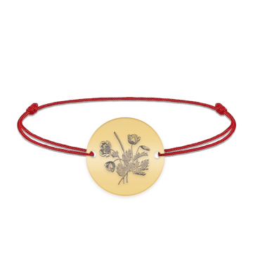 Flora - Bratara personalizata snur buchet flori banut din argint 925 placat cu aur galben 24K