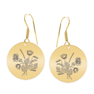 Flora - Cercei personalizati buchet flori banut cu tortita deschisa din argint 925 placat cu aur galben 24K