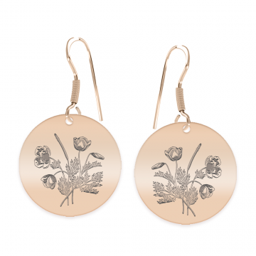 Flora - Cercei personalizati buchet flori banut cu tortita deschisa din argint 925 placat cu aur roz