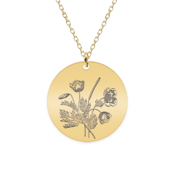 Flora - Colier personalizat buchet flori banut din argint 925 placat cu aur galben 24K