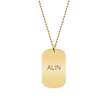 Freedom - Colier din argint 925 placat cu aur galben 24K dog tag personalizat