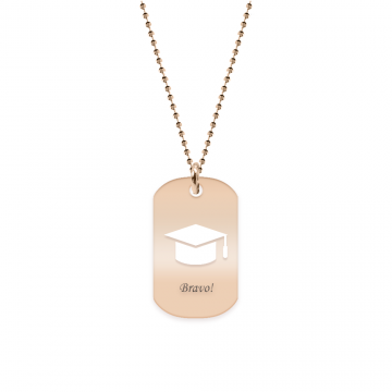 Gaudeamus - Colier personalizat absolvire dog tag din argint 925 placat cu aur roz