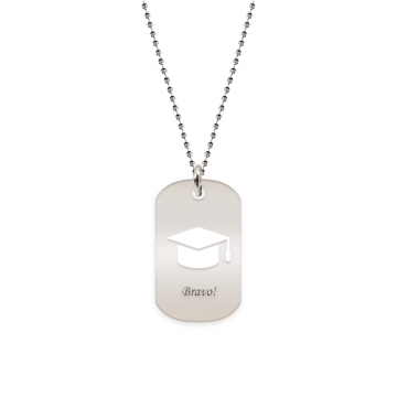 Gaudeamus - Colier personalizat absolvire dog tag din argint 925