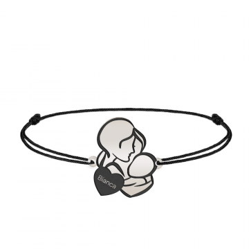 Grace - Bratara personalizata snur mama si bebe din argint 925