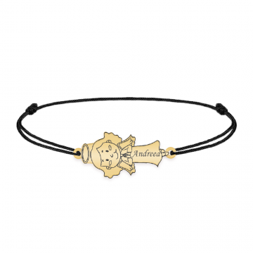 Little Angel - Bratara personalizata snur fetita ingeras din argint 925 placat cu aur galben 24K