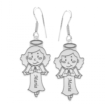 Little Angel - Cercei personalizati fetita ingeras cu tortita deschisa din argint 925