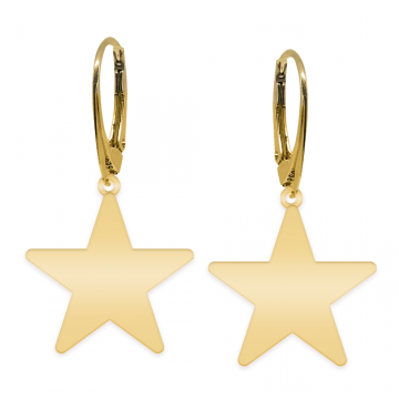 Little Star - Cercei personalizati steluta cu leverback din argint 925 placat cu aur galben 24K